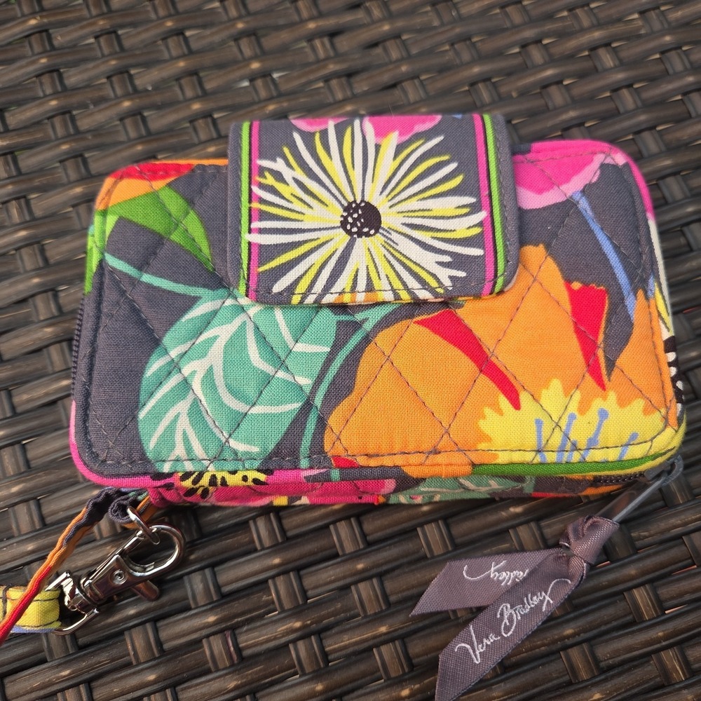 Vera Bradley Floral Wristlet Wallet ID Phone Jazzy Bloom Summer Floral Island - Picture 4 of 11